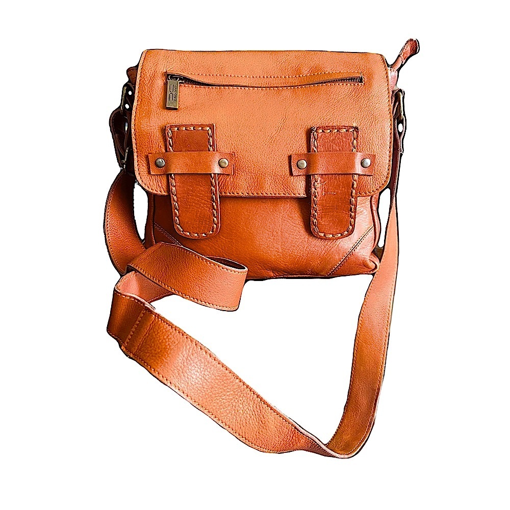 Claire Chase Cognac Brown Leather Small Messenger Bag